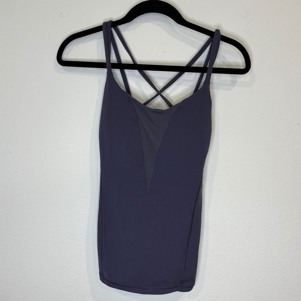 Lululemon Womens Tank Top Mesh Strappy Back Purple Size 8